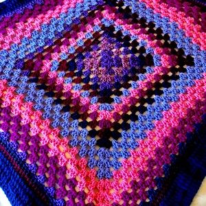 Hand crochet retro throw